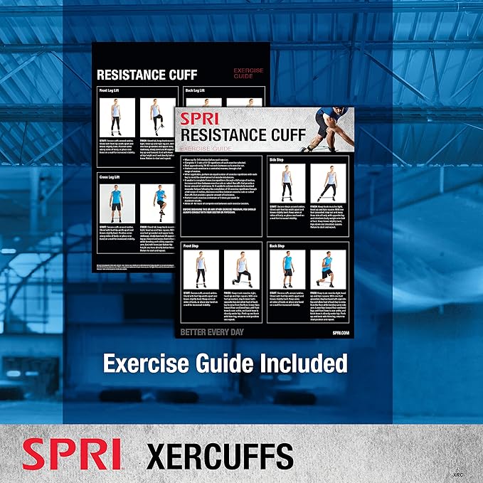 SPRI Xercuff Leg Resistance Band Exercise Cord with Non-Slip Padded Ankle Cuffs (All Bands Sold Separately) Portable for the Gym or At Home Workout Equipment