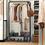 Simple Houseware 30 Inch Narrow Freestanding Garment Rack with Storage Shelf – Slim & Space-Saving Closet Organizer, Black