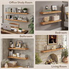 Marsmiles 72 inch Floating Shelves for Wall Elm Wood Live Edge Shelves Wall Mounted|Rustic Long Floating Shelves with Invisible Bracket for Bathroom Living Room Kitchen|Natural, 1 Pack