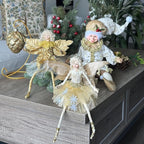 STP GOODS Christmas Decor Collectible Doll 12" Figurine for Home Decor & Holiday Posable Fairy Doll Indoor Christmas Seasonal Decoration Collectible Doll (Fairy in Gold)