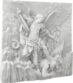 Design Toscano Michael the Archangel Slaying Demon Indoor/Outdoor Wall Frieze Sculpture, 22 inches wide, Cast Stone Resin, Antique Stone Finish