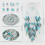 Large Dream Catchers,Boho Handmade Woven Turquoise Dream Catcher Wall Hanging Ornament for Bedroom Living Room Apartment Wedding Party Decor, Festival Blessing Gift (White+Turquoise)