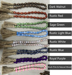 Handcrafted Farmhouse Wooden Decorative Beads Garland, Table Tray Boho Wood Beads with Tassel, Small Rustic Antique Decor for Home and Events (Royal Purple)