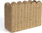 AELS Woven Natural Fibre Magazine Holder, Scalloped Edge Floor Magazine Rack, Hand-woven Organizer, Boho Modern Farmhouse Book Basket, File Newspaper Mail Holder for Office