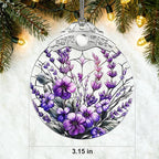 Stained Glass Ornament, Purple Bauhinia and Violets Ornaments, Unique Crystal Ornaments, Hanging Holiday Presents Idea, Car Hanging Ornaments, Car Charm, Mirror Accessories