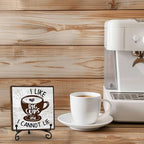 Coffee Bar Decoration, Coffee Decor Sign, I Like Big Cups, Farmhouse Home Kitchen Wooden Plaque with Iron Stand, Coffee Station Decor for Coffee Coner-A10