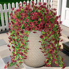 Artificial Mums for Outdoors Fake Hanging Flowers for Decoration, 2 PCS Silk Daisy Flower Realistic Faux Plants UV Resistant for Porch Patio Window Yard Outside Decor(Brown)