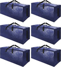 SWEET DOLPHIN 6 Pack Extra Large Moving Bags with Strong Zippers & Carrying Handles, Heavy Duty Storage Tote for Space Saving Moving Storage, Fold Flat, Alternative to Moving Box (Navy Blue)