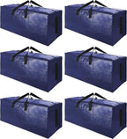 SWEET DOLPHIN 6 Pack Extra Large Moving Bags with Strong Zippers & Carrying Handles, Heavy Duty Storage Tote for Space Saving Moving Storage, Fold Flat, Alternative to Moving Box (Navy Blue)