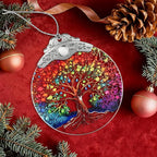 Tree of Life Stained Glass Ornament, Crystal Ornaments for Christmas Tree Decorations, Holiday Presents Idea, Car Hanging Ornaments, Car Charm, Mirror Accessories