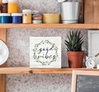 SRADMO Inspirational Botanical Eucalyptus Leaves Wood Box Sign Desk Decor, Wreaths Decor Eucalyptus Leaves Wooden Block Box Sign for Home Office Shelf Table Decorative Accessories
