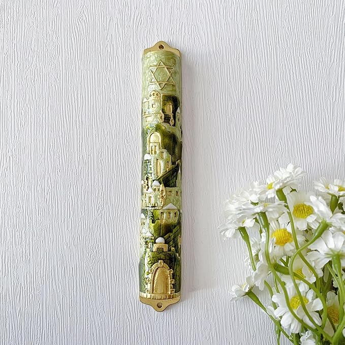 Metal Mezuzah, Exquisite Jerusalem Enamel Mezuzah