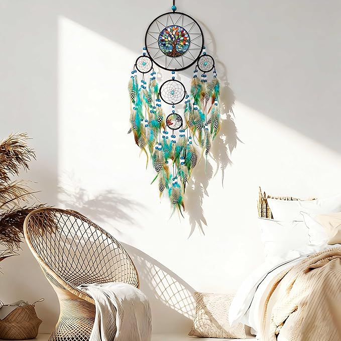 Large Dream Catchers for Girls Room Decor Adult Boho Suncatcher Dream Catcher Wall Decor Tree of Life Hanging Ornament for Living Room Dorm Decor Hippie Gifts