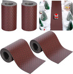 Iceyyyy 4 Pcs Christmas Village Reddish Brown Brick Road-39 x 3.5 Inch Cuttable Christmas Village Landscape Road-Miniature Xmas Village Accessories for Home Garden Street Landscape Decorations