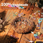 Handmade Natural Dream Catcher Hanging Home Decor at Livingroom Window and Garden, Unique Design with Rattan, Stones, Agate & Crystal - Ideal for Any Space & Gift Giving to Lovers Parents and Friends