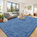 OLANLY 8x10 Machine Washable Large Area Rugs for Living Room, Bedroom, Soft Fluffy Shaggy Bedside Rug, Indoor Floor Carpet for Kids Girls and Boys, Dorms, Nursery, Home Decor Aesthetic, Blue