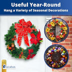 Non-Scratch 100% Clear 12In Xmas Wreath Hanger 1Pk. Best Long Hooks for Indoor or Outdoor Holiday Home Decor. Slim Christmas Wreaths Holders Hang Fall Halloween Decorations Over Front or Storm Door.