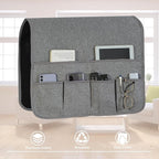 Faux Linen Armchair Caddy for Couch Remote Control Holder Non-slip Sofa Armset Organizer Caddy Storage for Recliner Couch 6 Pocket for Magazine 35"x19.5" Grey Linen 1 Piece