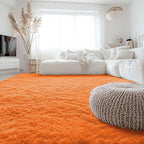OLANLY 6x9 Machine Washable Large Area Rugs for Living Room, Bedroom, Soft Fluffy Shaggy Bedside Rug, Indoor Floor Carpet for Kids Girls and Boys, Dorms, Nursery, Home Decor Aesthetic, Orange