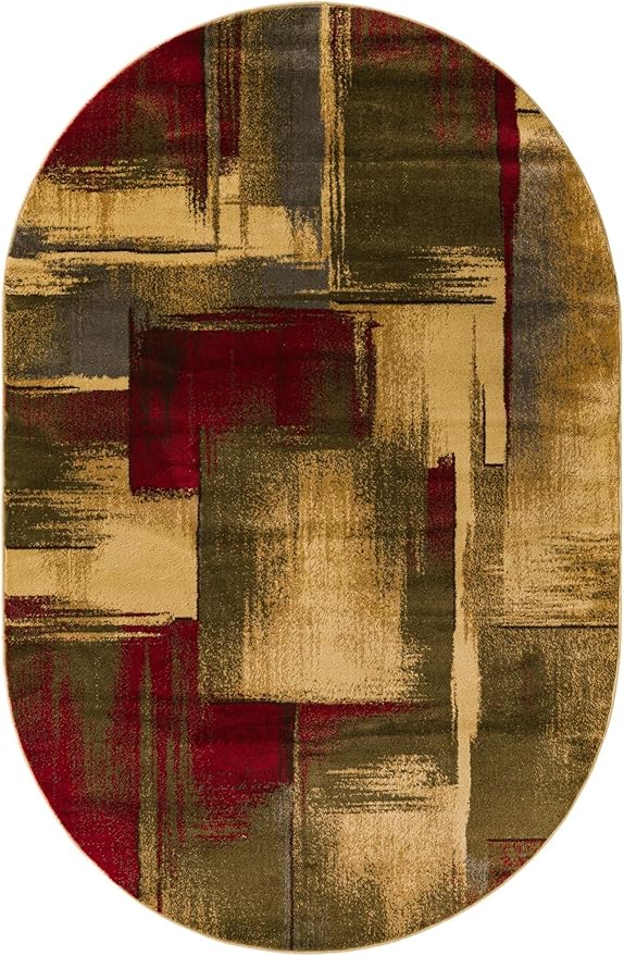 Unique Loom Barista Collection Area Rug - Timor (5' 3" x 8' Oval, Multi/Red)