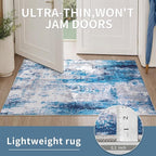 Ciicool Modern Abstract Area Rug 2x3 Washable Small Entryway Rugs, Non-Slip Low Pile Throw Rug, Foldable Kitchen Bathroom Rugs, Grey Blue Floor Carpet for Entrance Bedroom Indoor Doormat