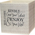 Shoe Cover Box - Welcome Guests to Please Cover Shoes. Indoor Foldable Storage Bin to Fill w/your Favorite Booties. For Homeowner, Real Estate Agent, Realtor Open House Supplies | 1 Beige & Black