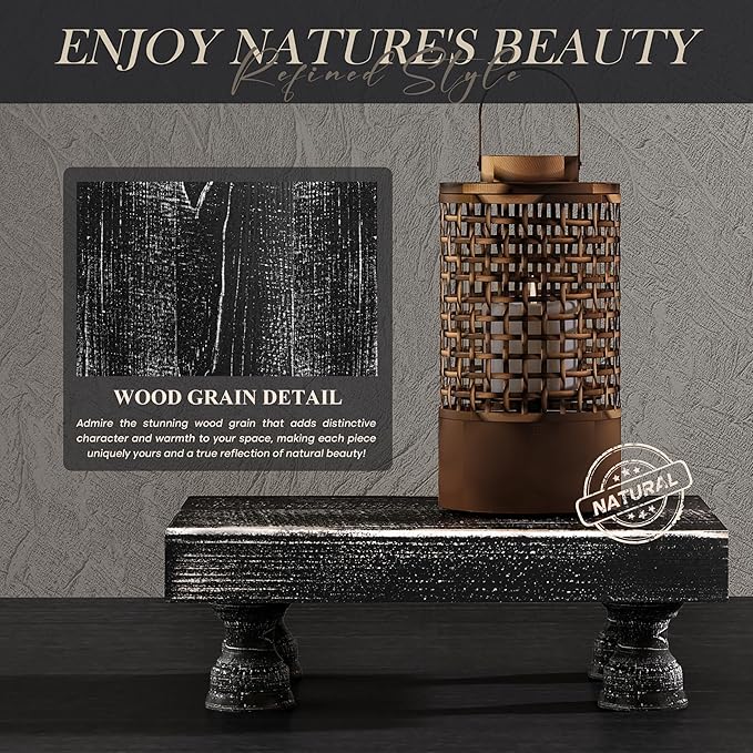 EOSAHR Stylish Pine Wood Risers for Decor for Kitchen Sink & Small Vanity - Risers Display Stands for Home Decor - Chic Sponge Holder & Bathroom Organizer (Black, 8.5")