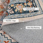 U'Artlines Boho Vintage Area Rug 6x9 Machine Washable Low Pile Soft Floor Carpet Non Slip Non Shedding Accent Rug for Living Room Bedroom Entryway Dining Room Office Orange Blue