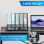 SUPEASY Desk Organizers Metal Desk Magazine File Holder with 5 Vertical Compartments Rack File Organizer for Office Desktop, Classroom, Home Workspace, Black