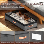 Under Bed Storage with Wheels - 2Pack 70L UnderBed Storage Containers with Clear Lid & Label, Rolling Under Bed Storage Bins for Clothes, Shoes, Blankets (XXL,Grey)