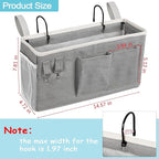 Loghot Bedside Caddy/Bedside Storage Bag Hanging Organizer for Bunk and Hospital Beds,Dorm Rooms Bed Rails,Can be Placed Glasses,Books,Mobile Phones,Keys (2pc Grey)
