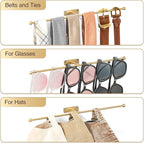 Wall Hanging Jewelry Organizer: 12.6'' Necklace Holder for Earring, Bracelet, Rings, Hairband, Glasses, Gold 4-Pack, Screws Included