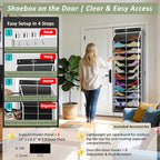 24-Pair Over Door Shoe Organizer for Family & Kids, Double Sided | Hanging Storage for Sneakers, Boots, Toys & Room Organization-Obsidian Black