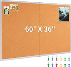 maxtek Large Cork Board 60 x 36 in, Bulletin Board for Walls, 5'x 3' Extra Aluminum Framed Corkboard, Foldable Wall Mounted Back to School Pin Memo Notice Cork Board for Office, Home Wall Display
