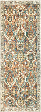 Keen Home Design 2x12 Rug - Machine Washable Runner with Non-Slip Backing, Ideal for Hallway, Entryway, Kitchen, Laundry Room - Vintage, Easy Clean, Durable, Low Pile Rug - (2'6" x 12')
