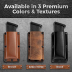 Buffalo Leather Magazine Holder - IWB/OWB Convertible - Right/Left Handed for Men and Women - Premium Mag Belt Pouch - Compatible with Glock & Sig