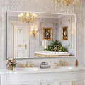 BONEWEI White Bathroom Mirror,55x36 inch Wall Mirror for Bathroom Wall Mounted,Large Rectangle Mirror for Bathroom Over Sink,Modern Metal Frame for Living Room,Bedroom Entryway,Horizontal/Vertical