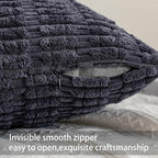Aegero Pack of 2 Corduroy Decorative Throw Pillow Covers 16x16 Inch Soft Striped Pillow Covers Modern Farmhouse Home Decor for Sofa Living Room Couch Bed（Dark Grey）