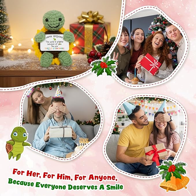 OASSIE Birthday Gifts for Women - Turtle Positive Crochet Animals, Emotional Support Crochet - Turtle Gifts for Women Birthday Unique, Emotional Support Crochets