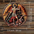 St. Michael San Miguel Arcangel Wall Pediments Home Decor Door Sign Plaques Hanging Pendant Decorations Batter Guard Angel Christian Religious Ornaments (N)