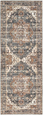 Keen Home Design 2x12 Rug - Machine Washable Runner with Non-Slip Backing, Ideal for Hallway, Entryway, Kitchen, Laundry Room - Vintage, Easy Clean, Durable, Low Pile Rug - (2'6" x 12')
