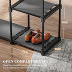 Portable Closet, Freestanding Wardrobe Closet Organizers and Storage,Open Clothing Racks for Hanging Clothes with 4 Shelves and 2 Hanging Rods，47.8x15.8x63.4 Inches