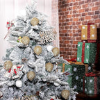 Jetec 8 Pieces Christmas Ornaments Glitter Christmas Tree Hanging Decoration Decorative Artificial Pine Cones Flowers Hanging Ornaments for Winter Wreath Holiday Decor(Gold)