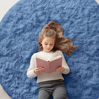 OLANLY Blue Round Rugs for Bedroom - Machine Washable, 5 ft Circle Area Rugs for Living Room, Soft and Fluffy Shaggy Carpet for Teen Girl and Boys, Nursery Rooms, Dorms, Home Decor Aesthetic