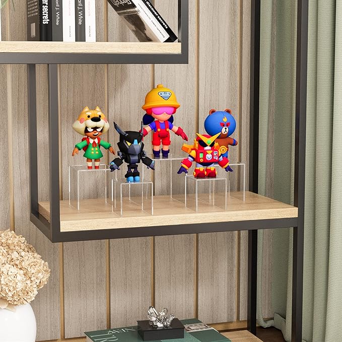 Sezanrpt Square Acrylic Shelf Risers 3pcs, Acrylic Dessert Table Display Set, Clear Acrylic Showcase Collectibles Display Shelf for Funko Pop, Cupcake, Toys, Watches, Table Decorations - 4''x5''x6''