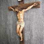BC Catholic Crucifix Wall Cross, 14"H Jesus Christ Inspirational Home Décor, Religious Devout Gift, Renaissance Sculpture Handmade by Buildclassic