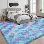 8x10 Area Rugs for Living Room Bedroom: Ultra Soft Fluffy Shag Rug Upgrade Non-Slip Non-Shedding Large Fuzzy Plush Carpet Indoor Floor Carpets for Kids Room Playroom Nursery Dorms Home Rainbow Purple