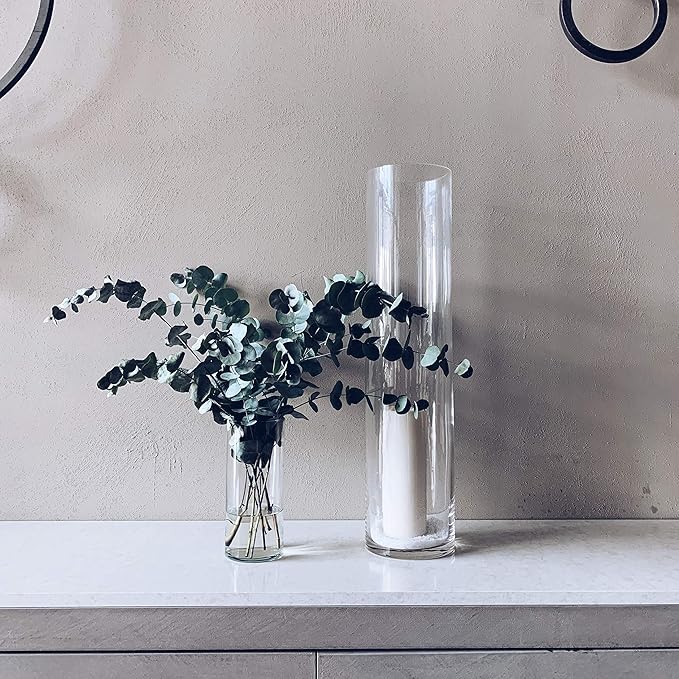 WGV Cylinder Vase, Diameter 5", Height 24", Clear Glass Floral Planter Container, Tall Centerpiece Arrangement for Wedding Party Event Home Office Decor, 1 Piece