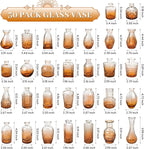 Der Rose Amber Glass Bud Vases Set of 30, Small Bud Vases for Flowers, Rustic Wedding Centerpieces and Home Decor