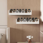 Belt Storage Organizer Box - 7 Grids Bamboo Belt Organizer for Closet | Wooden Belt Tie Hanger Racks for Men Women Drawer | Belt Display Holder Wall Mount with 2 Pcs Tie Clip (White)